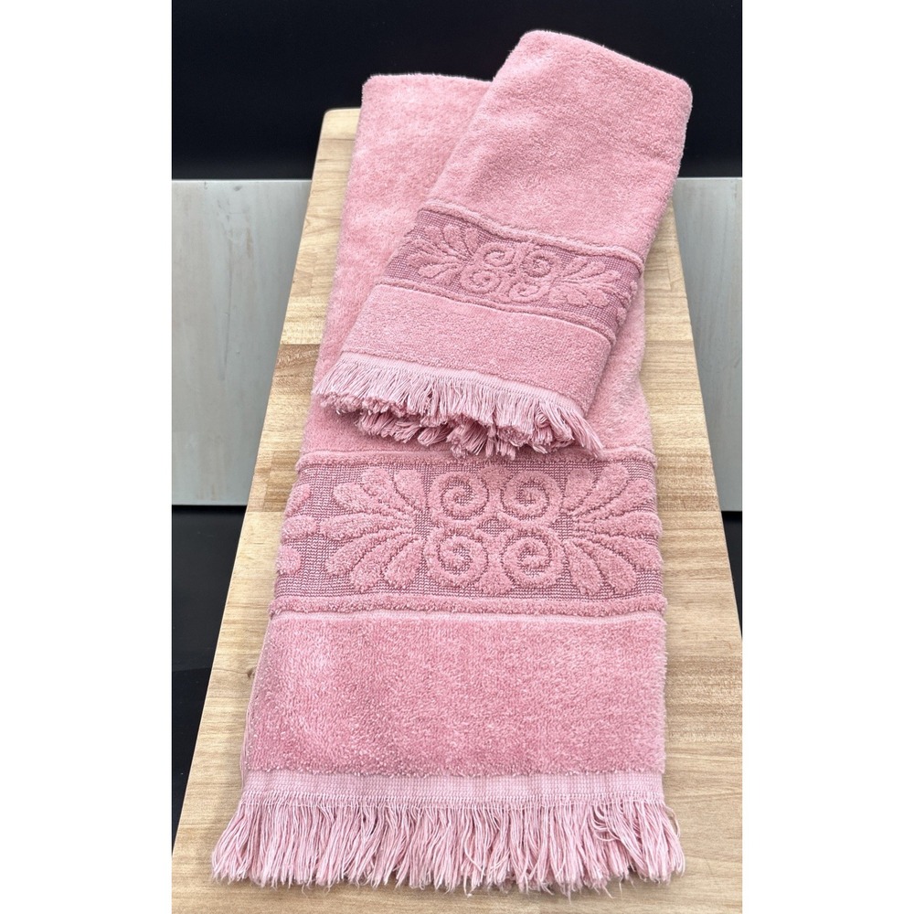 Vintage Cannon Monticello USA  Rose Pink Bath And Hand Towel